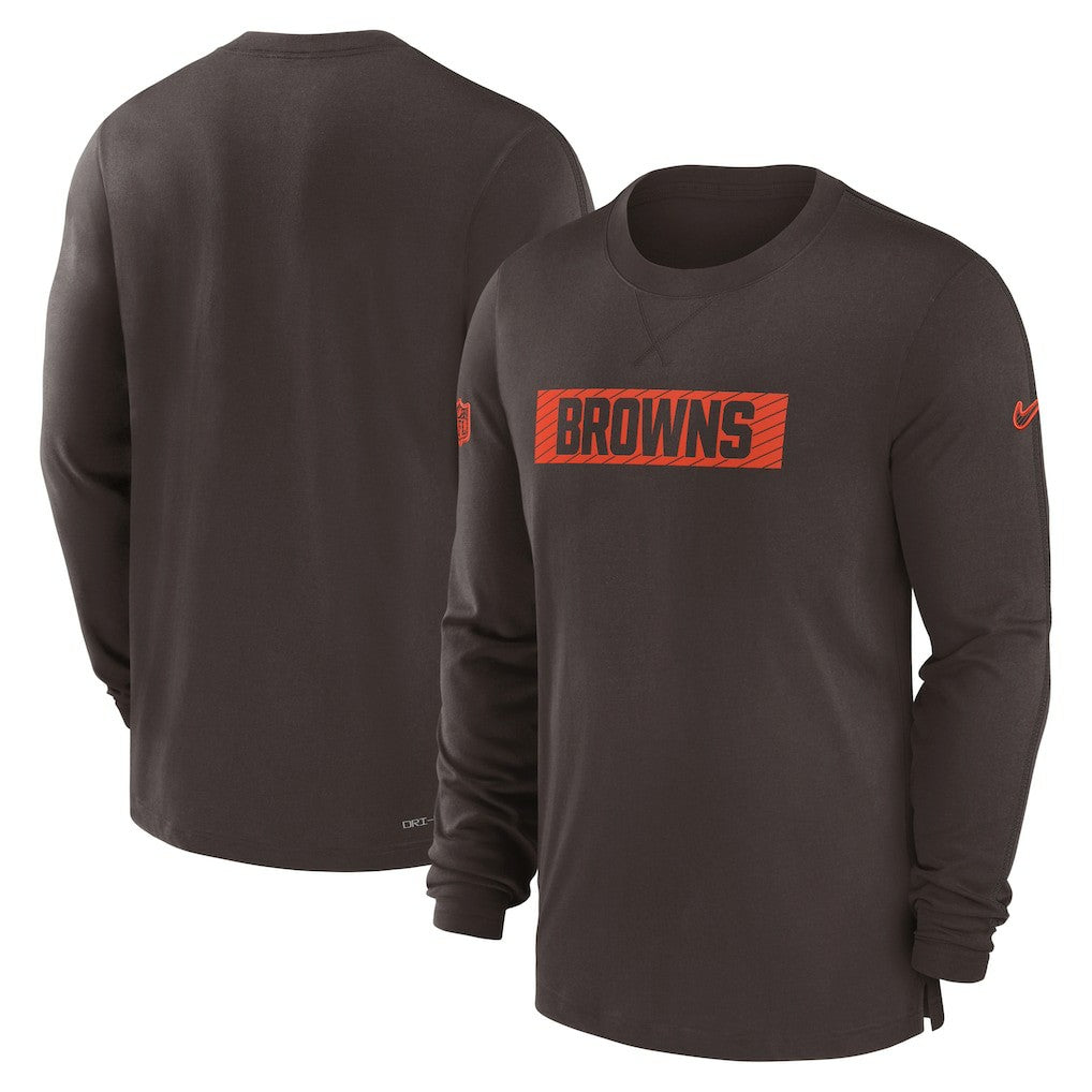 Cleveland Browns Sideline Player Performance Long Sleeve T-Shirt Brown - Nike