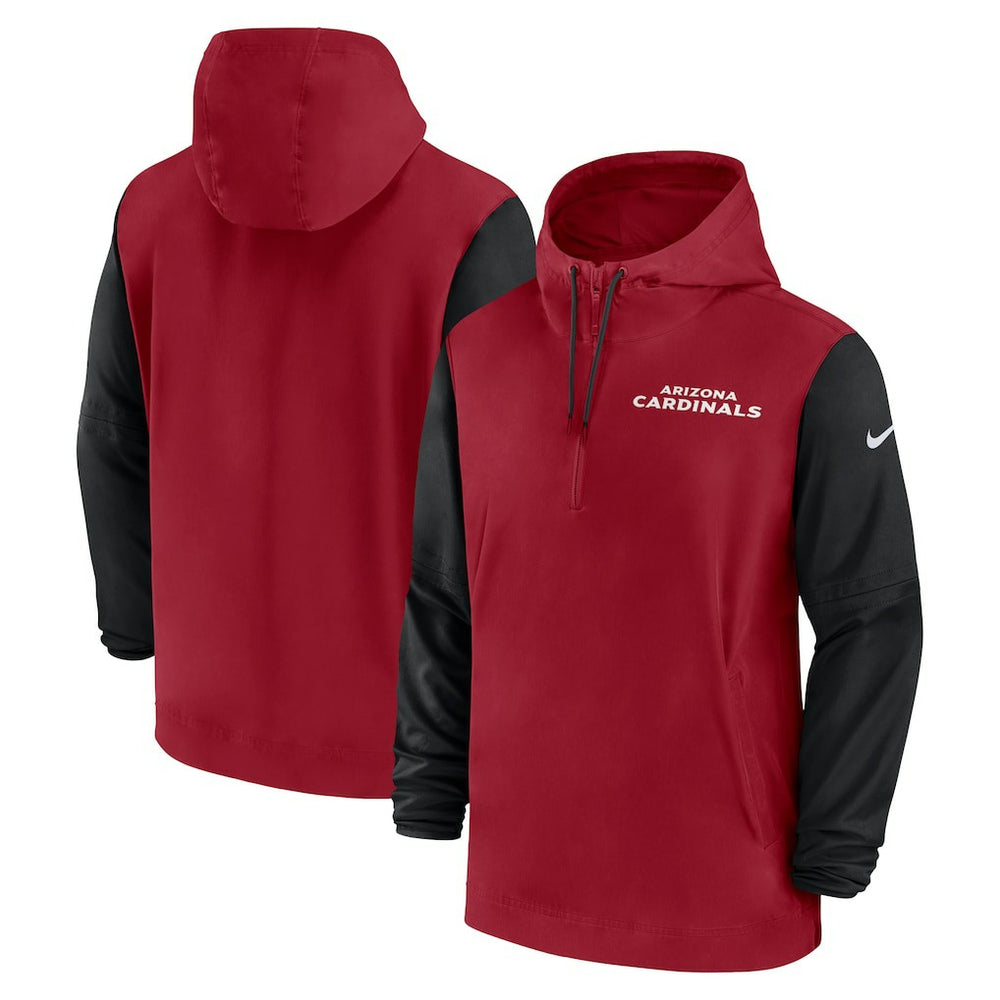 Arizona Cardinals 2024/25 Sideline Pre-Game Player 1/2-Zip Hoodie Jacket Cardinal/Black - Nike