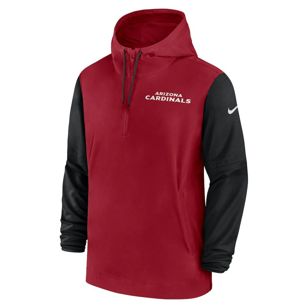 Arizona Cardinals 2024/25 Sideline Pre-Game Player 1/2-Zip Hoodie Jacket Cardinal/Black - Nike