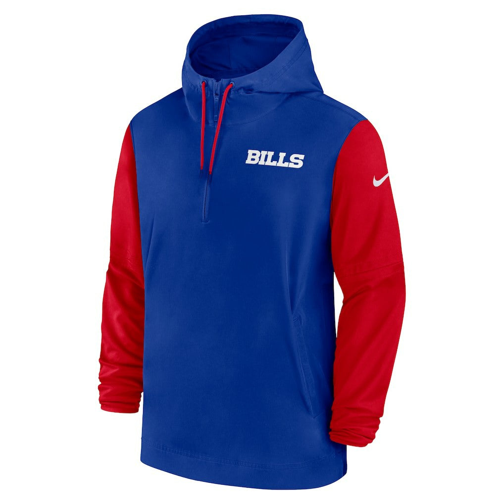 Buffalo Bills 2024/25 Sideline Pre-Game Player 1/2-Zip Hoodie Jacket Royal/Red - Nike