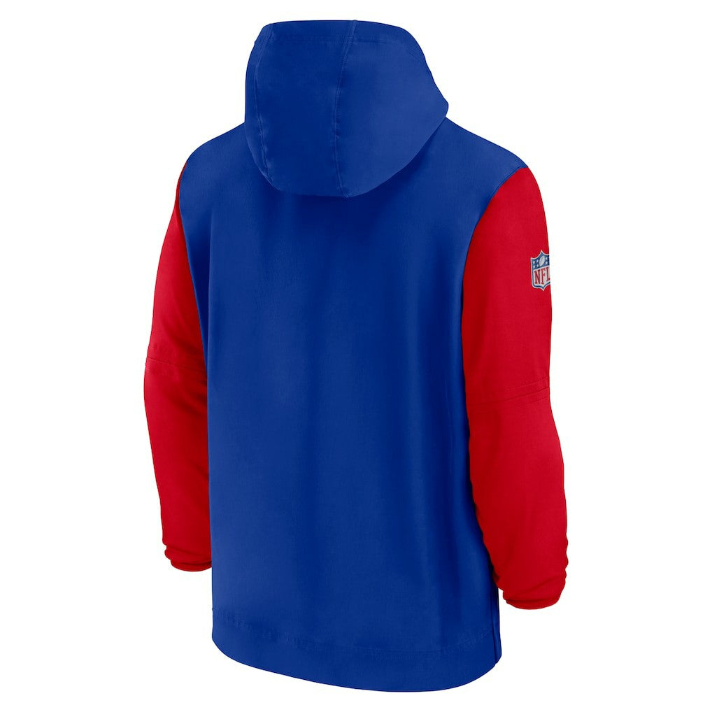 Buffalo Bills 2024/25 Sideline Pre-Game Player 1/2-Zip Hoodie Jacket Royal/Red - Nike