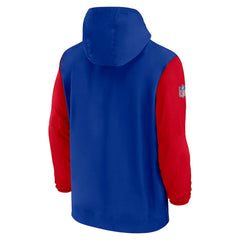 Buffalo Bills 2024/25 Sideline Pre-Game Player 1/2-Zip Hoodie Jacket Royal/Red - Nike