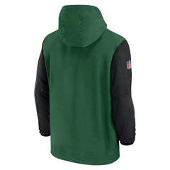 New York Jets 2024/25 Sideline Pre-Game Player 1/2-Zip Hoodie Jacket Green/Black - Nike