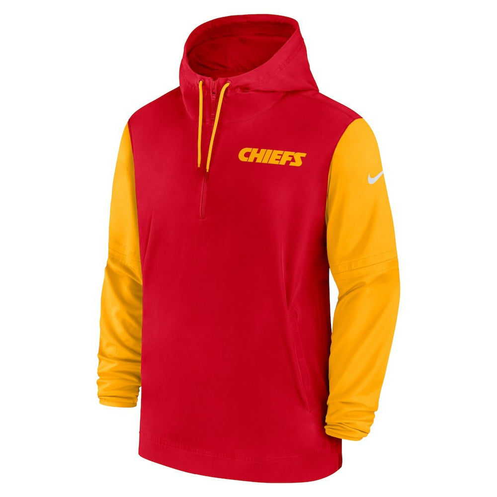 Kansas City Chiefs 2024/25 Sideline Pre-Game Player 1/2-Zip Hoodie Jacket Red/Gold - Nike