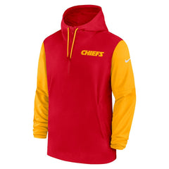 Kansas City Chiefs 2024/25 Sideline Pre-Game Player 1/2-Zip Hoodie Jacket Red/Gold - Nike