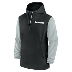 Las Vegas Raiders 2024/25 Sideline Pre-Game Player 1/2-Zip Hoodie Jacket Black/Silver - Nike