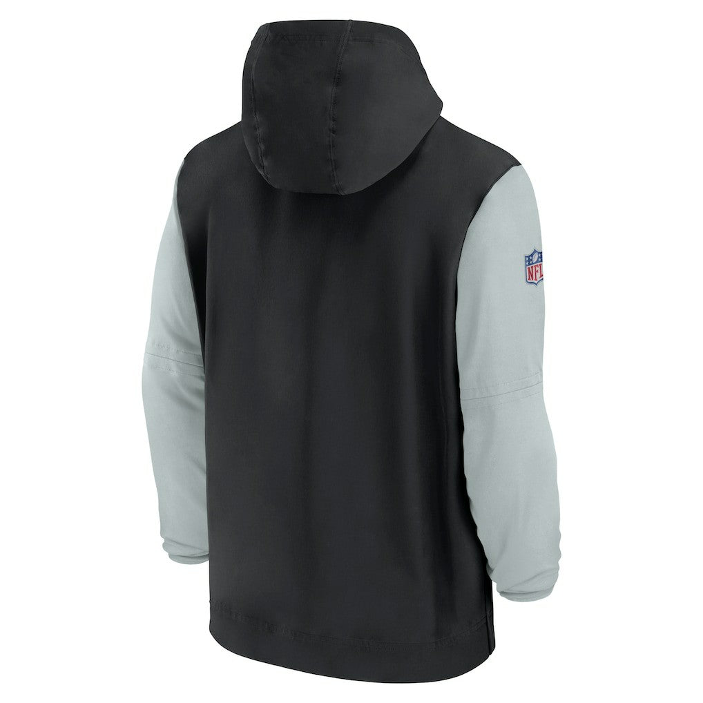 Las Vegas Raiders 2024/25 Sideline Pre-Game Player 1/2-Zip Hoodie Jacket Black/Silver - Nike