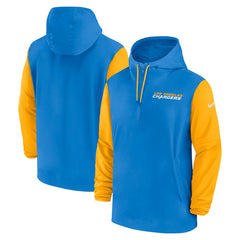 Los Angeles Chargers 2024/25 Sideline Pre-Game Player 1/2-Zip Hoodie Jacket Powder Blue/Gold - Nike