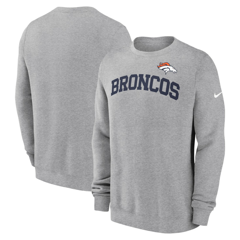 Denver Broncos Club Pullover Sweatshirt Heather Gray - Nike