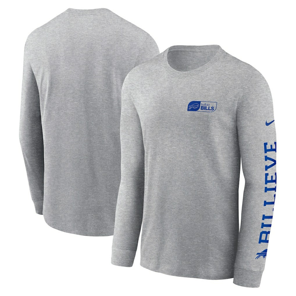Buffalo Bills All Out Long Sleeve T-Shirt Heather Gray - Nike