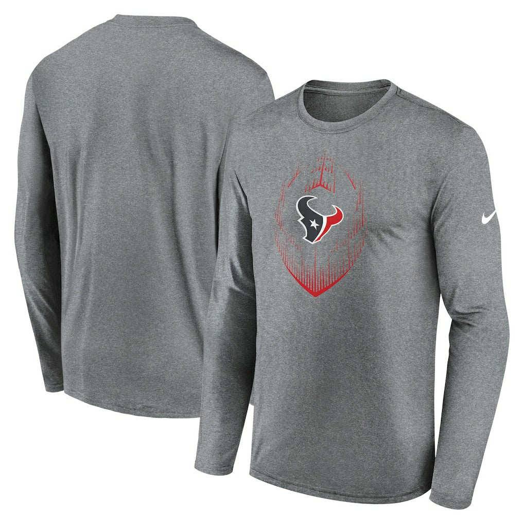Houston Texans Icon Legend Performance Long Sleeve T-Shirt Heather Gray - Nike
