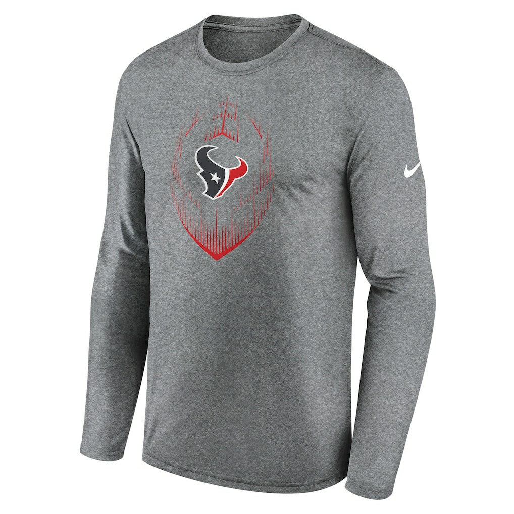 Houston Texans Icon Legend Performance Long Sleeve T-Shirt Heather Gray - Nike