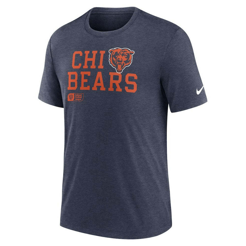 Chicago Bears Overlap Lockup Tri-Blend T-Shirt Navy - Nike