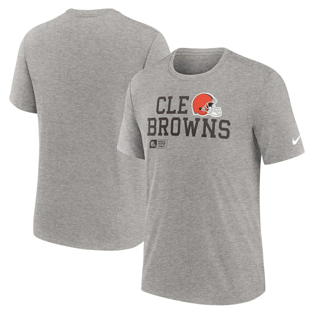 Cleveland Browns Overlap Lockup Tri-Blend T-Shirt Heather Gray - Nike