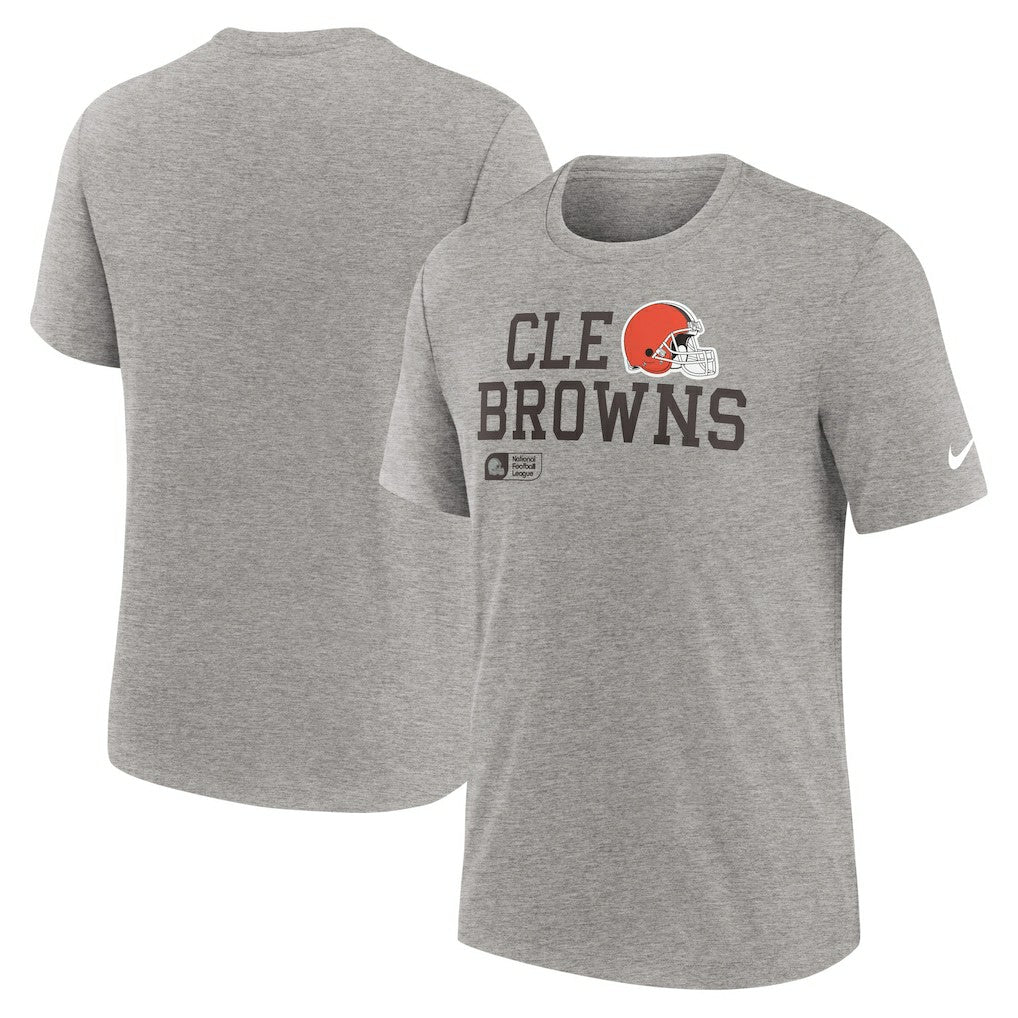 Cleveland Browns Overlap Lockup Tri-Blend T-Shirt Heather Gray - Nike