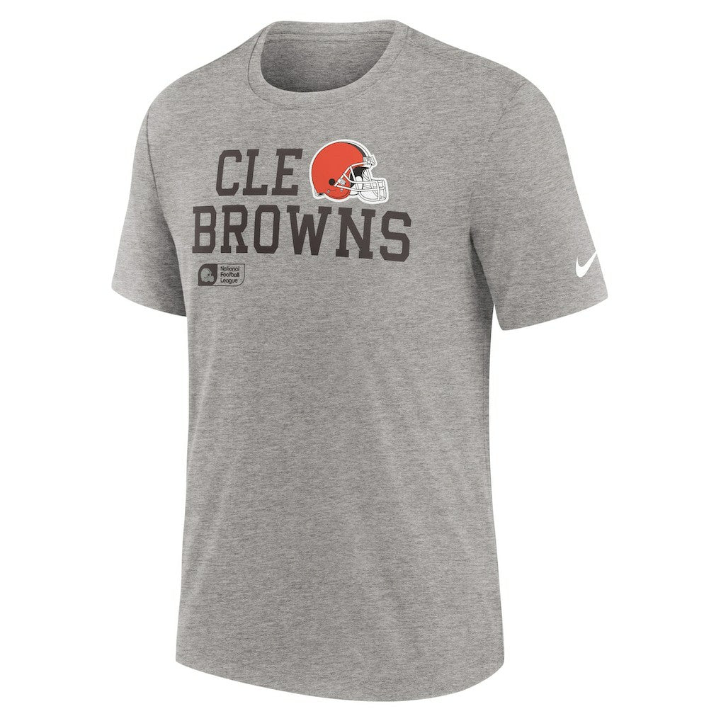 Cleveland Browns Overlap Lockup Tri-Blend T-Shirt Heather Gray - Nike