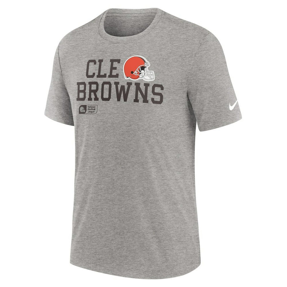 Cleveland Browns Overlap Lockup Tri-Blend T-Shirt Heather Gray - Nike