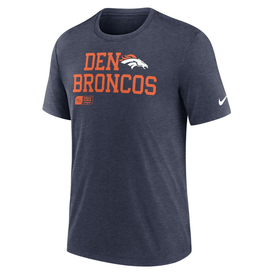 Denver Broncos Overlap Lockup Tri-Blend T-Shirt Navy - Nike