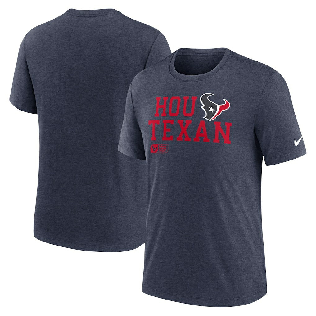 Houston Texans Overlap Lockup Tri-Blend T-Shirt Navy - Nike