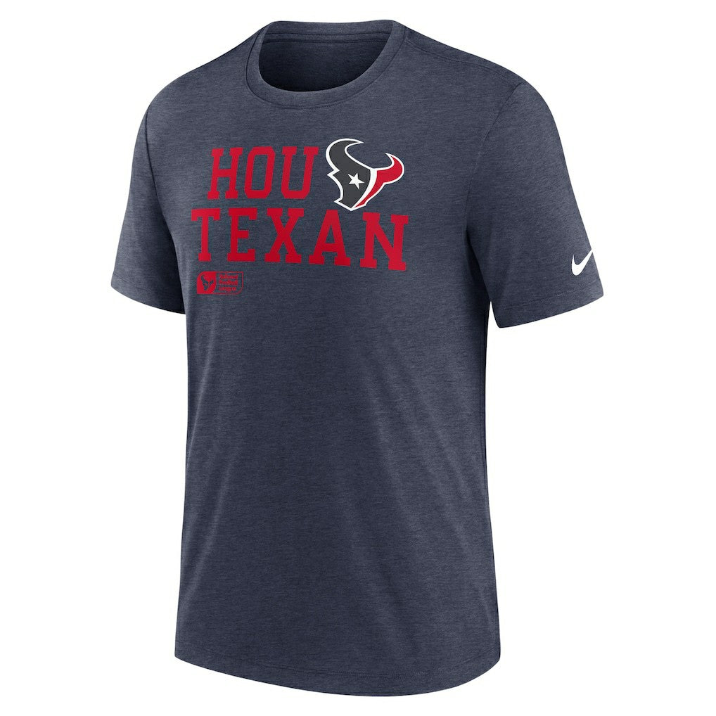 Houston Texans Overlap Lockup Tri-Blend T-Shirt Navy - Nike