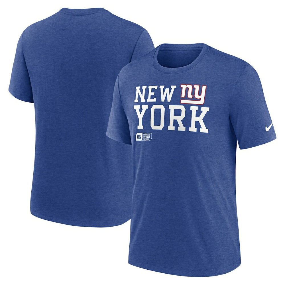New York Giants Overlap Lockup Tri-Blend T-Shirt Royal - Nike