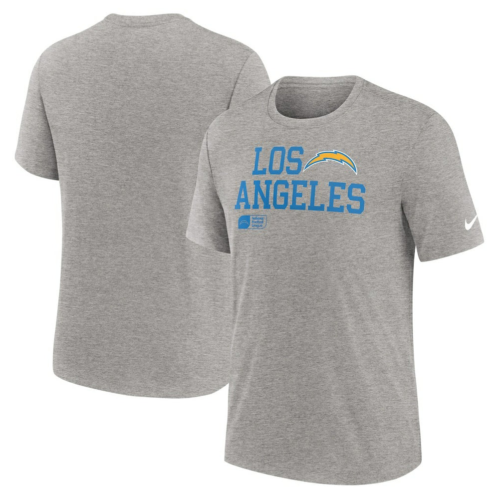 Los Angeles Chargers Overlap Lockup Tri-Blend T-Shirt Heather Gray - Nike