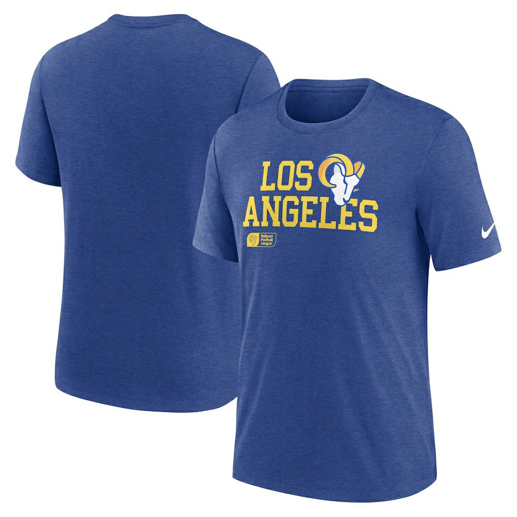 Los Angeles Rams Overlap Lockup Tri-Blend T-Shirt Royal - Nike