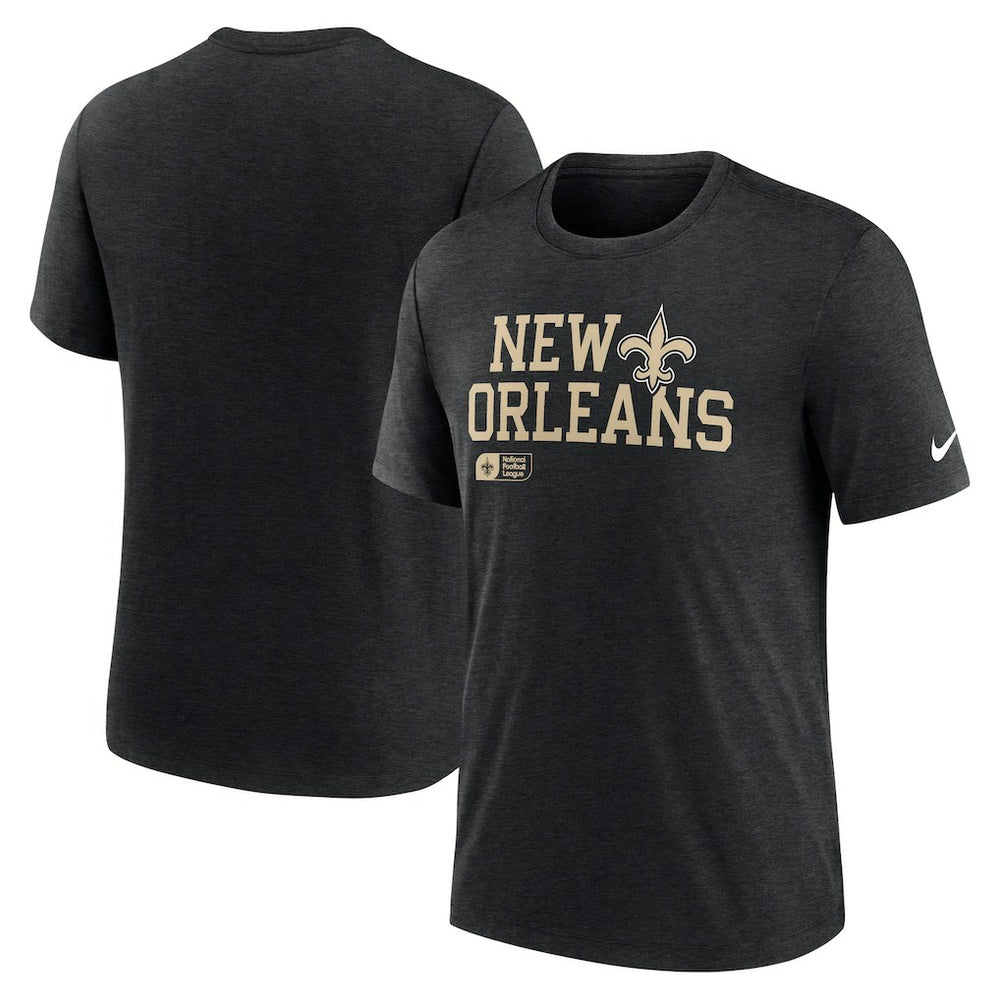New Orleans Saints Overlap Lockup Tri-Blend T-Shirt Black - Nike