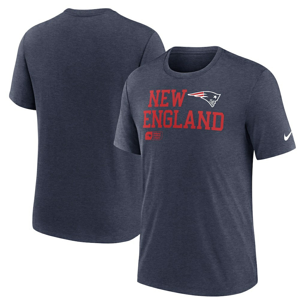 New England Patriots Overlap Lockup Tri-Blend T-Shirt Navy - Nike