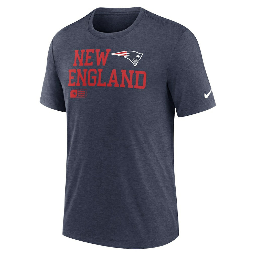 New England Patriots Overlap Lockup Tri-Blend T-Shirt Navy - Nike