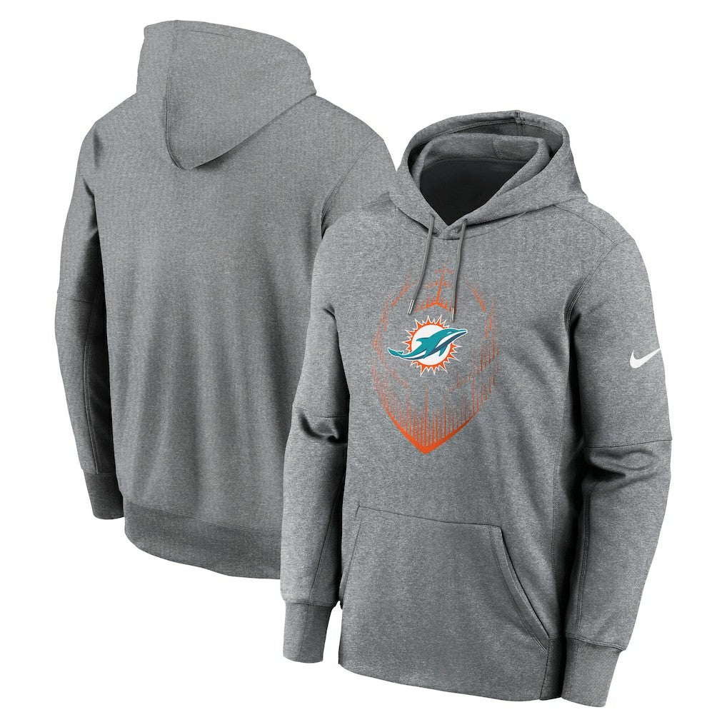 Miami Dolphins Icon Performance Pullover Hoodie Heather Gray - Nike