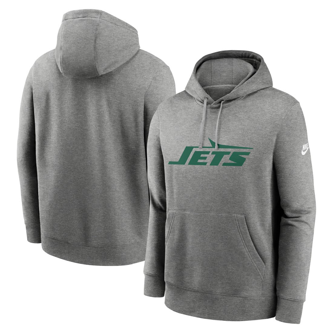 New York Jets Rewind Club Logo Pullover Hoodie Heather Gray - Nike