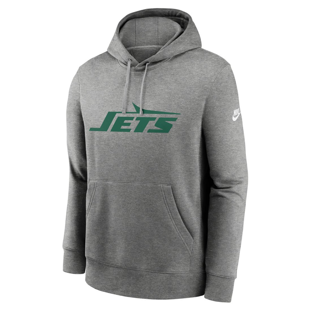 New York Jets Rewind Club Logo Pullover Hoodie Heather Gray - Nike