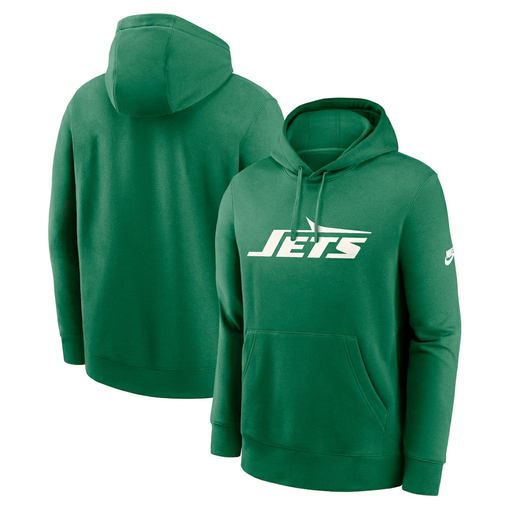 New York Jets Rewind Club Logo Pullover Hoodie Kelly Green - Nike