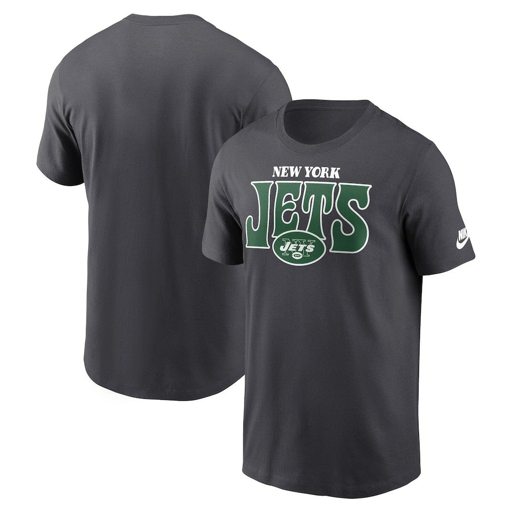 New York Jets Rewind Stack Essential T-Shirt Charcoal - Nike