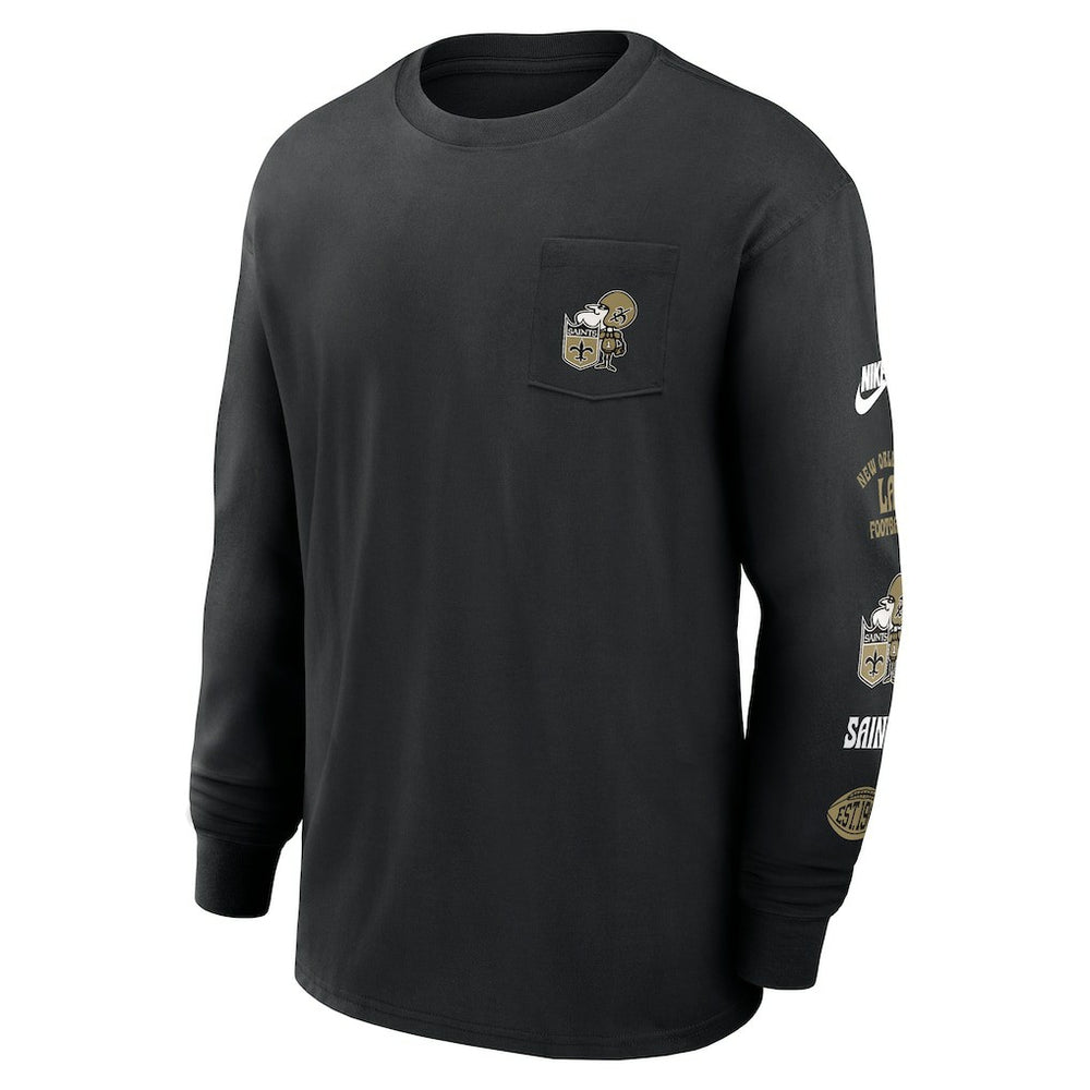 New Orleans Saints Rewind Heavy Max90 Pocket Long Sleeve T-Shirt Black - Nike