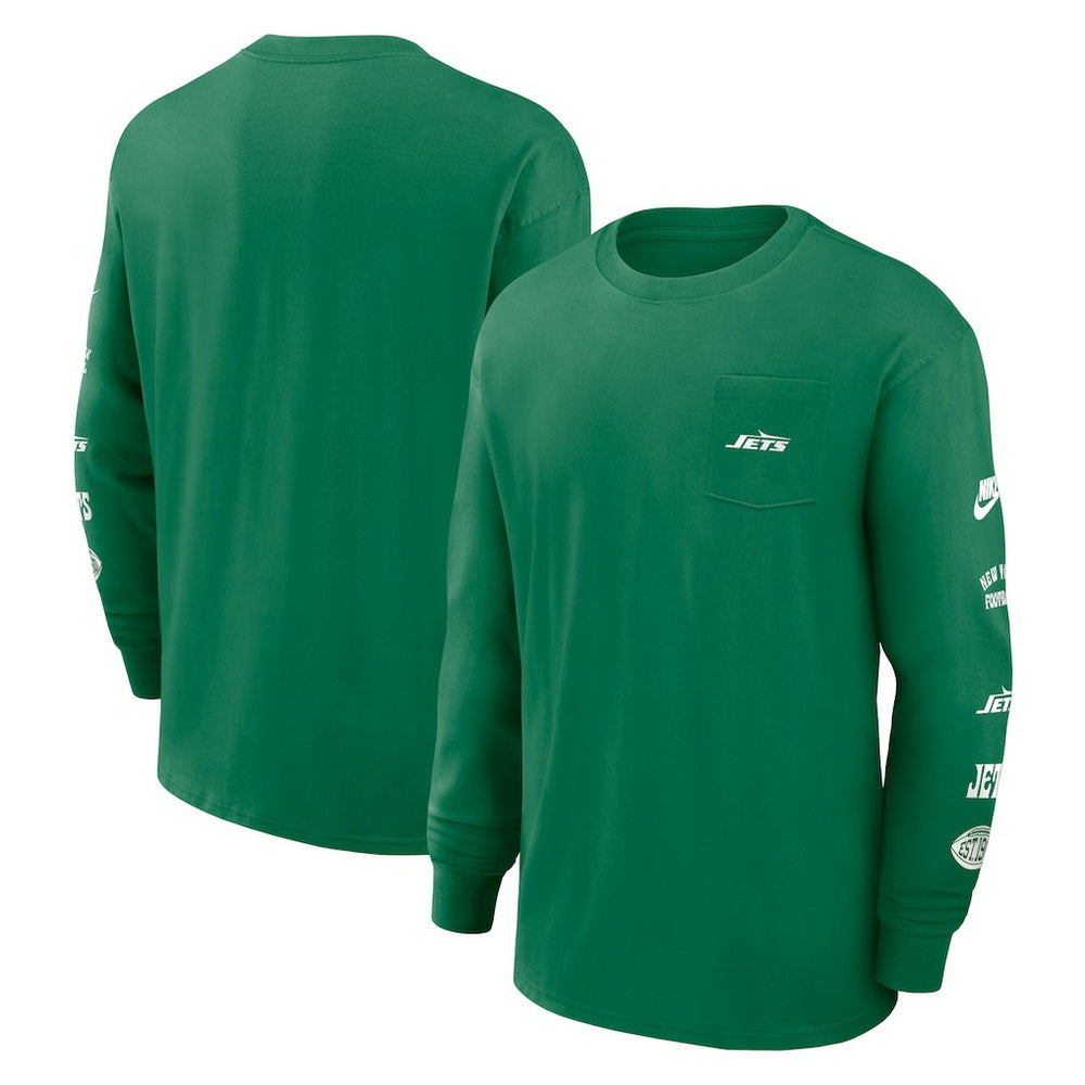 New York Jets Rewind Heavy Max90 Pocket Long Sleeve T-Shirt Green - Nike