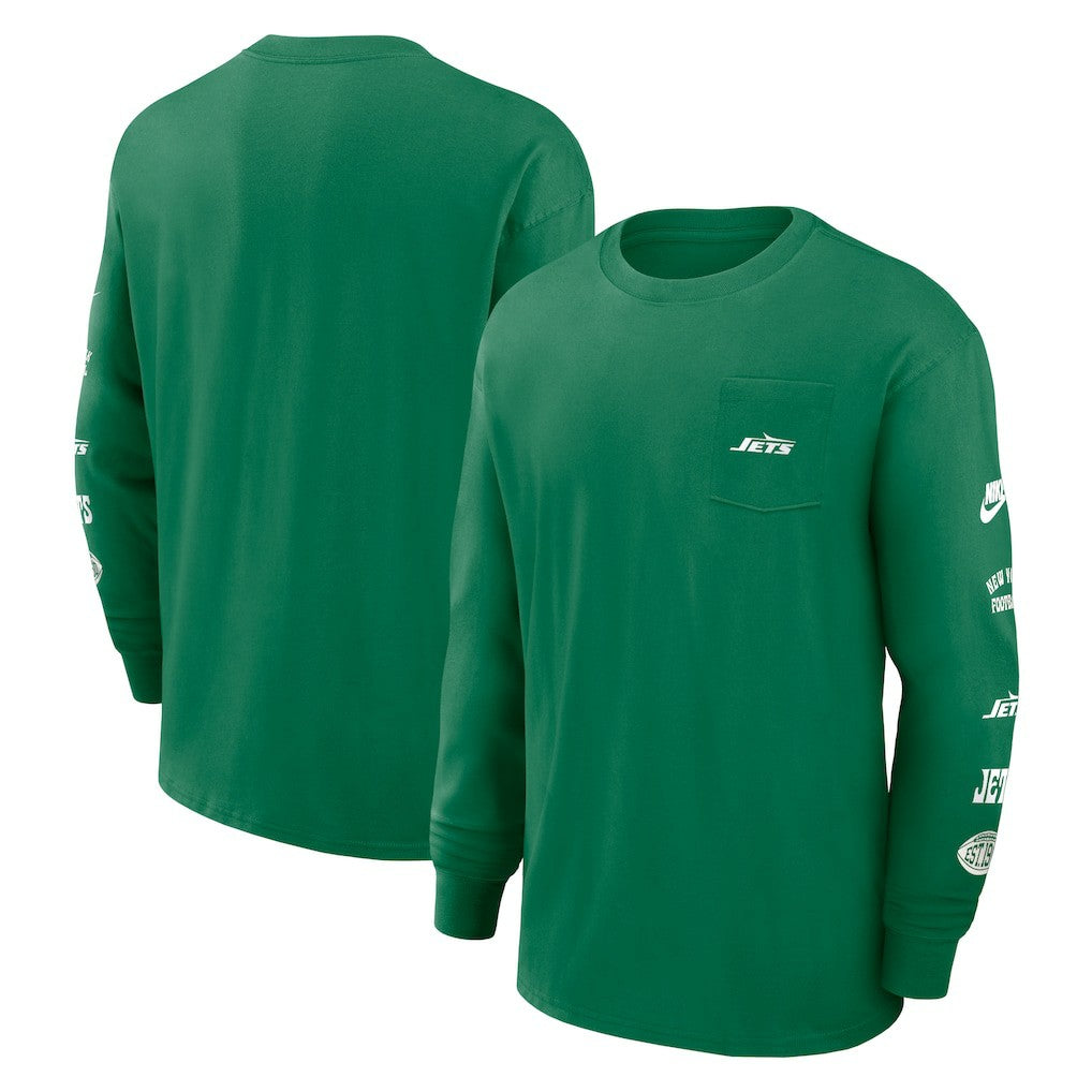 New York Jets Rewind Heavy Max90 Pocket Long Sleeve T-Shirt Green - Nike