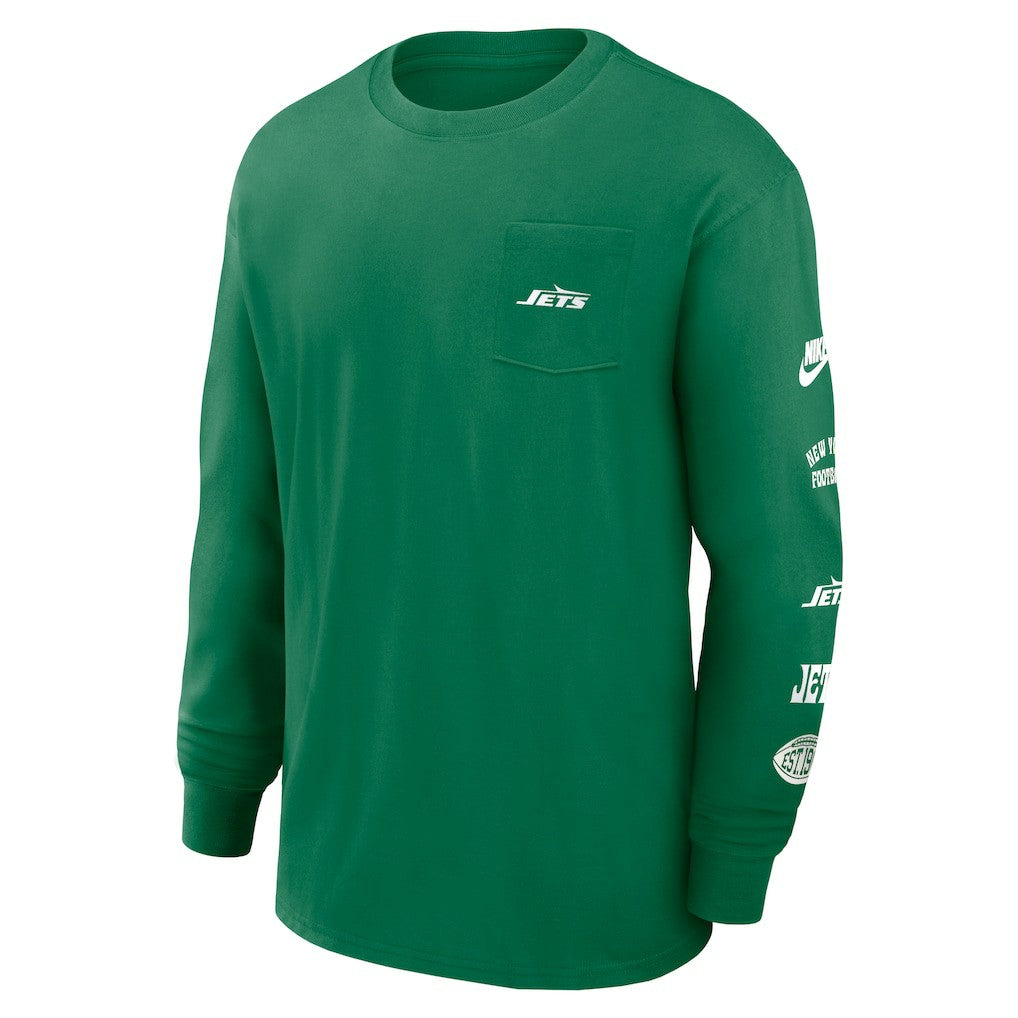 New York Jets Rewind Heavy Max90 Pocket Long Sleeve T-Shirt Green - Nike