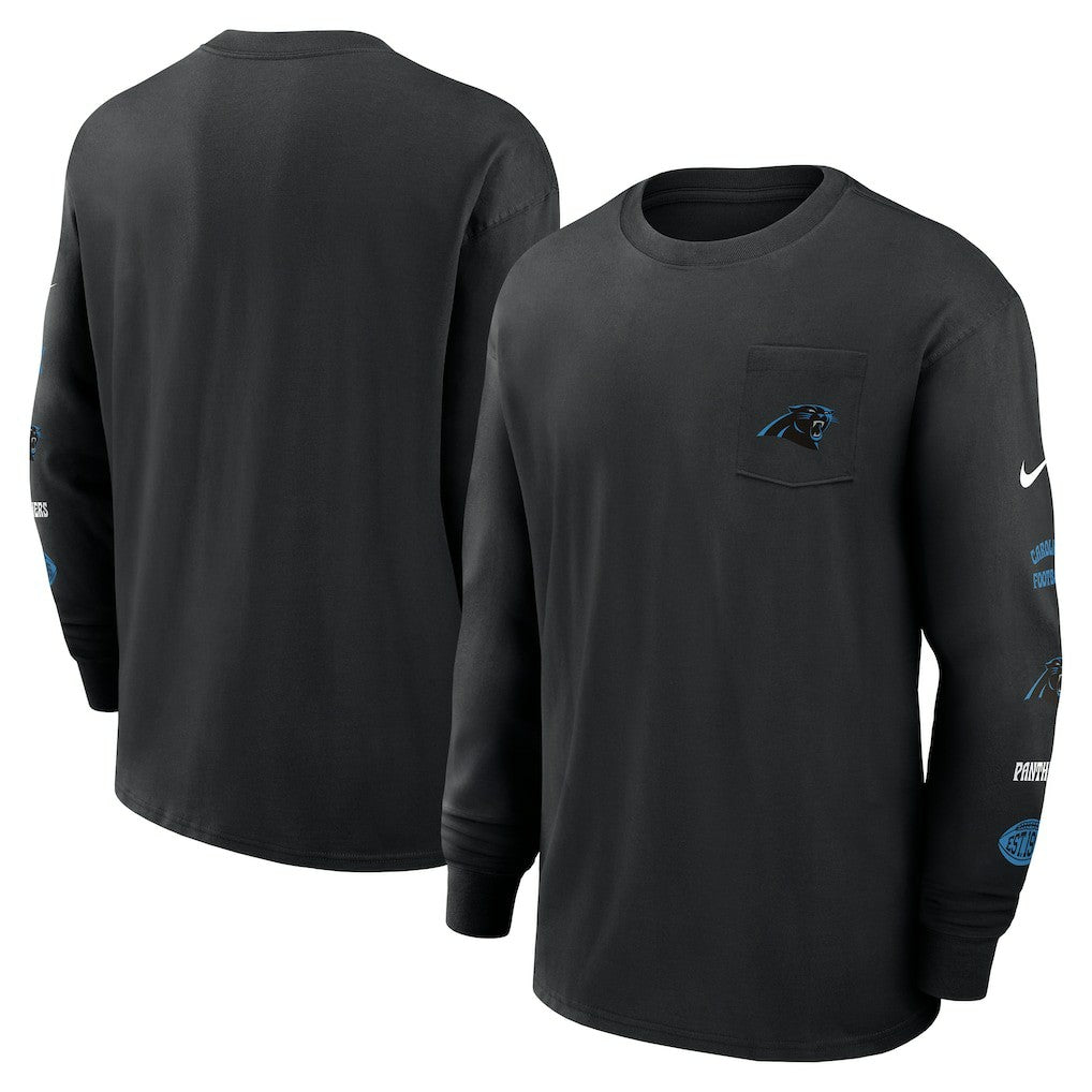 Carolina Panthers Rewind Heavy Max90 Pocket Long Sleeve T-Shirt Black - Nike
