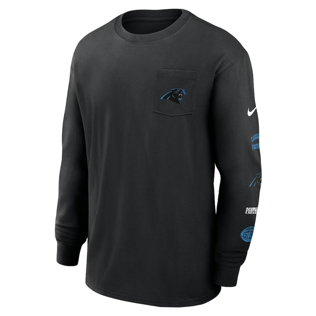 Carolina Panthers Rewind Heavy Max90 Pocket Long Sleeve T-Shirt Black - Nike