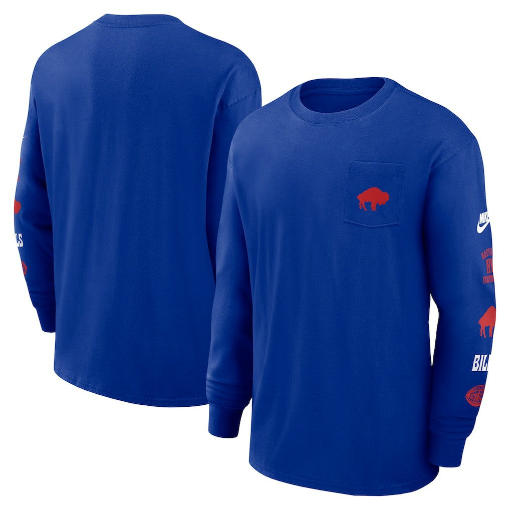 Buffalo Bills Rewind Heavy Max90 Pocket Long Sleeve T-Shirt Royal - Nike