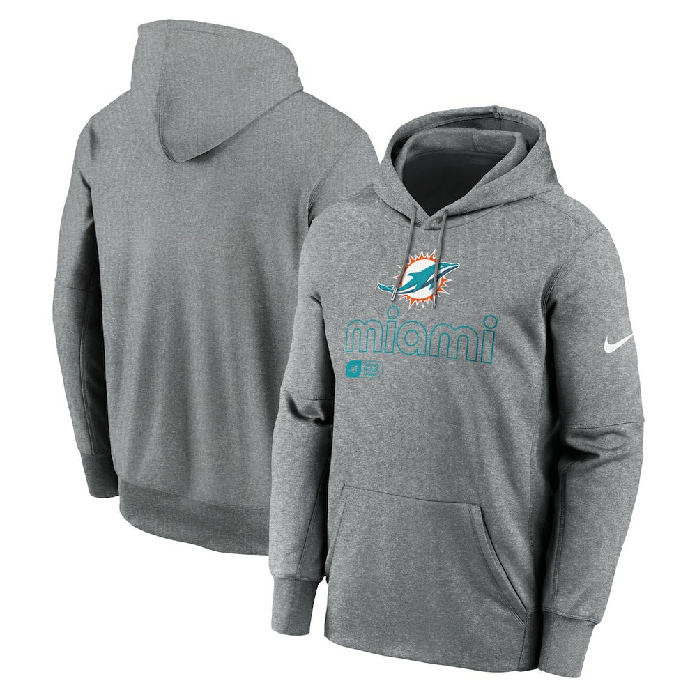Miami Dolphins Big & Tall Performance Pullover Hoodie Heather Gray - Nike