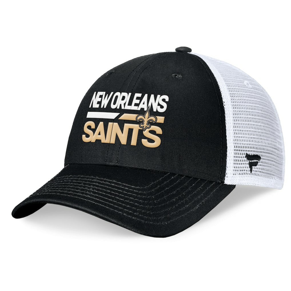 New Orleans Saints Upper Trucker Adjustable Hat Black/White - Fanatics