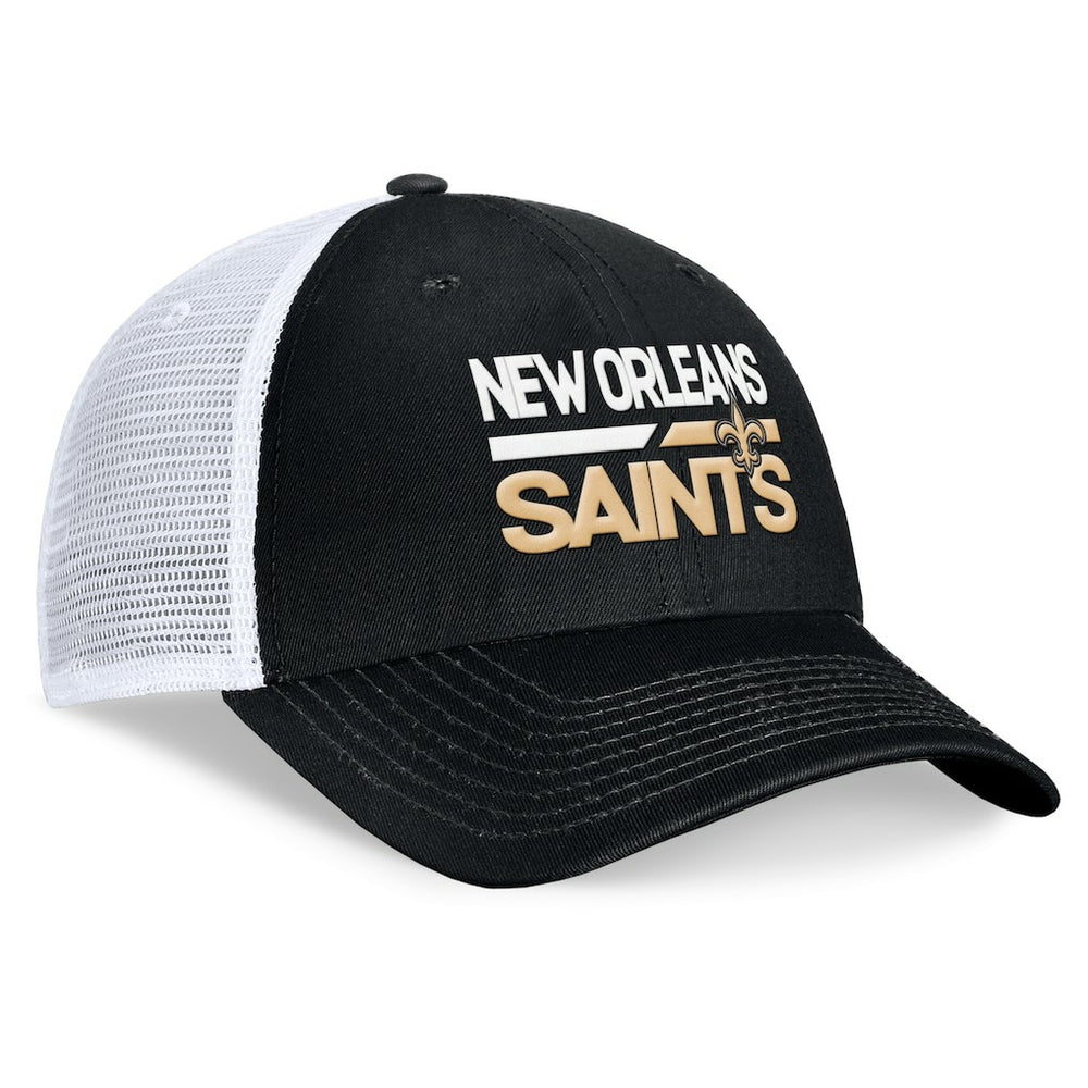 New Orleans Saints Upper Trucker Adjustable Hat Black/White - Fanatics