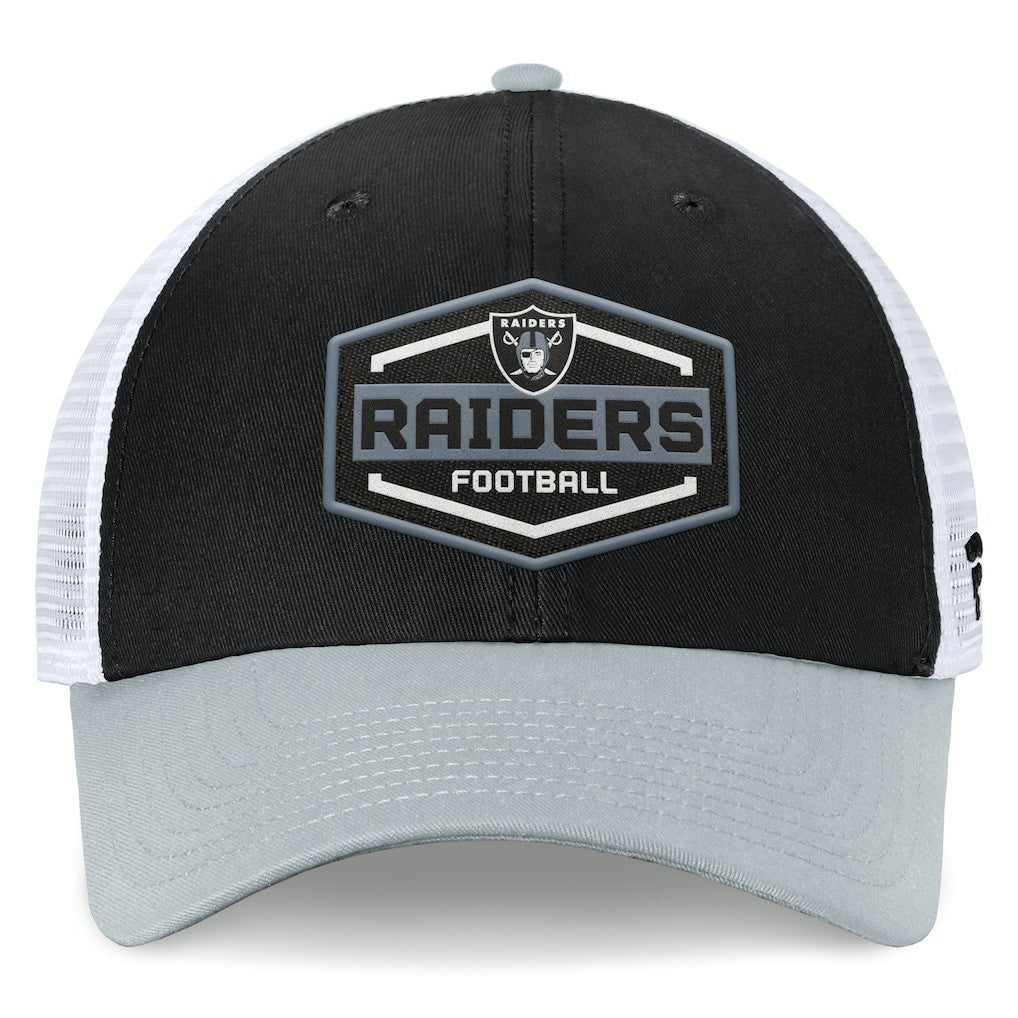 Las Vegas Raiders Bench Trucker Adjustable Hat Black/Silver - Fanatics