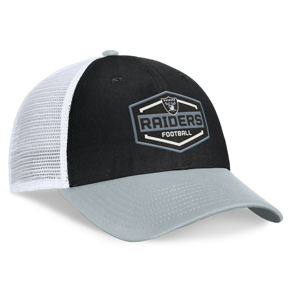 Las Vegas Raiders Bench Trucker Adjustable Hat Black/Silver - Fanatics