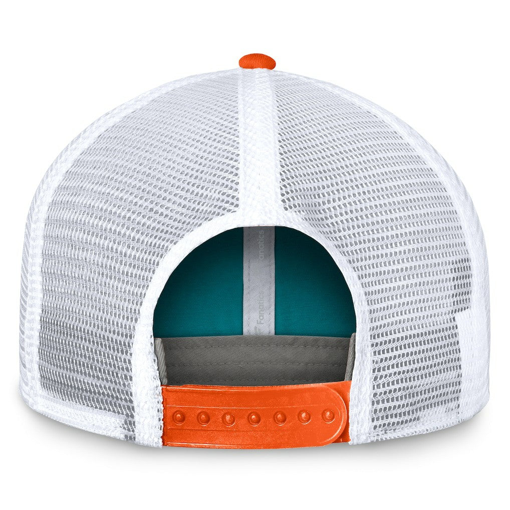 Miami Dolphins Bench Trucker Adjustable Hat Aqua/Orange - Fanatics