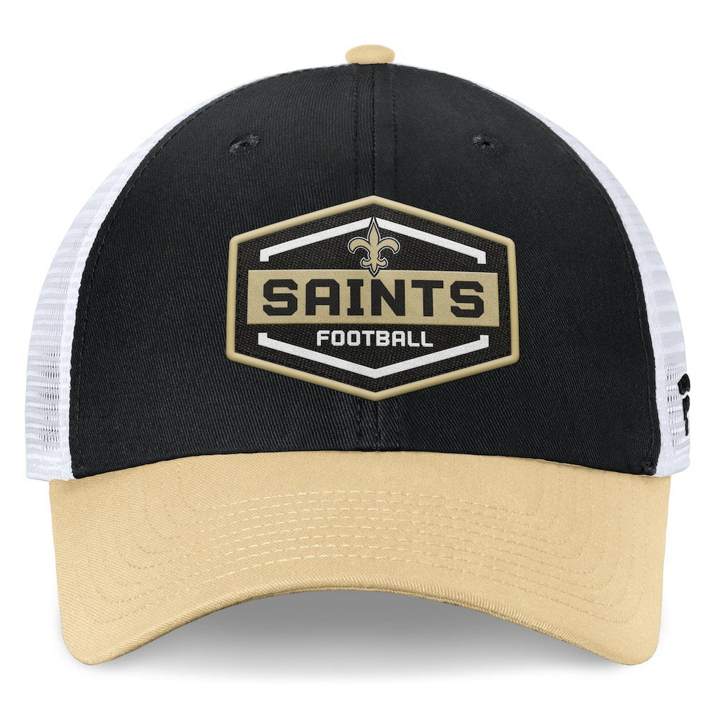 New Orleans Saints Bench Trucker Adjustable Hat Black/Gold - Fanatics