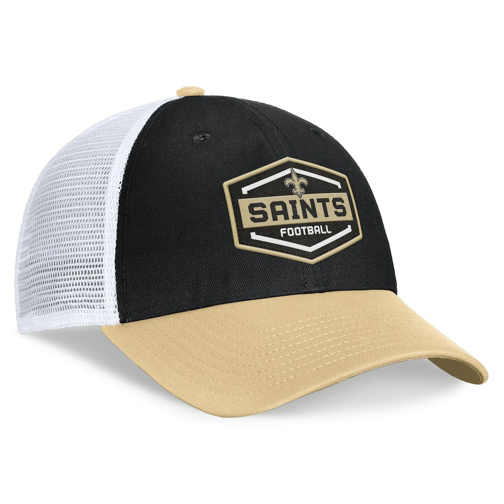 New Orleans Saints Bench Trucker Adjustable Hat Black/Gold - Fanatics